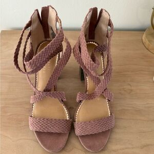 Lauren Conrad Braided Strap Heels in Dusty Rose